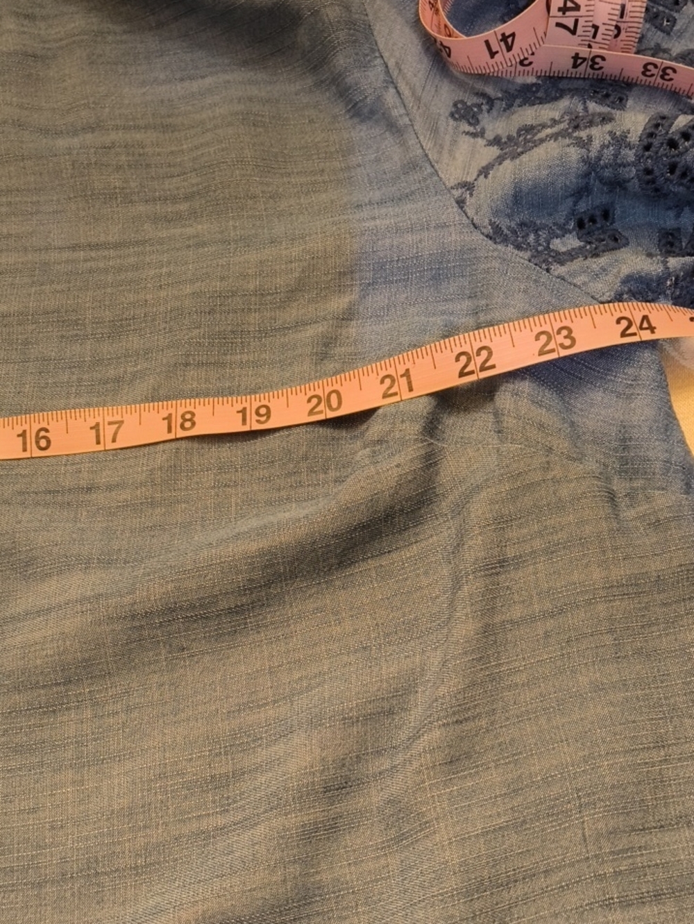 Lane Bryant Dusty Blue Embroidered V-Neck Top - Picture 7 of 11